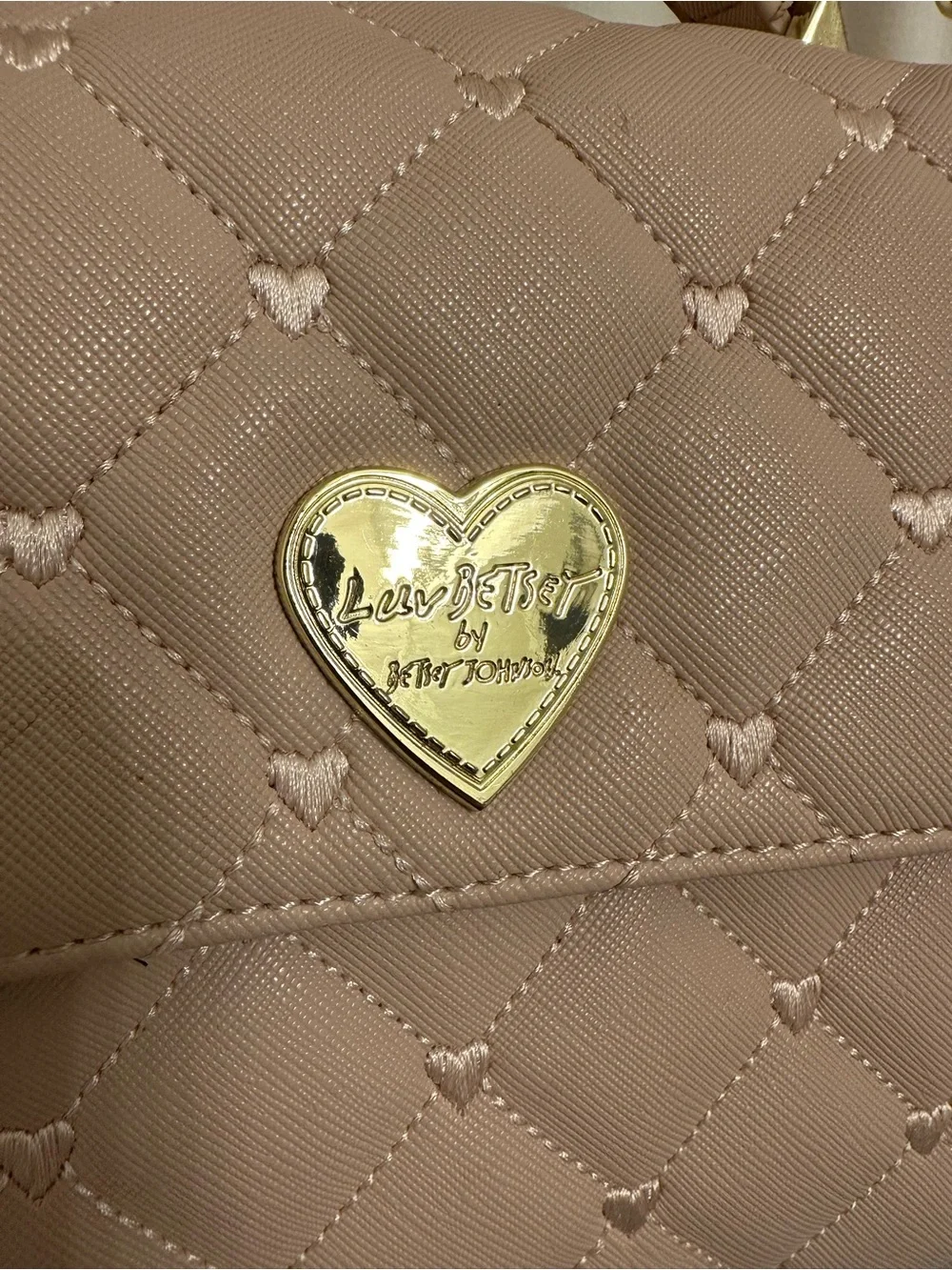 Quilted Blush Pink Crossbody Satchel with Heart Clasp